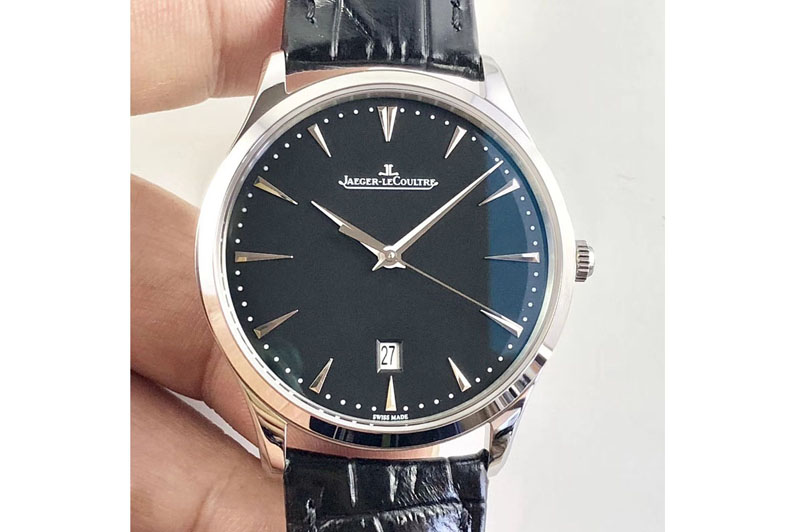 Jaeger-LeCoultre Master 1288420 SS ZF 1:1 Best Edition Black Dial on Black Leather Strap A899/1
