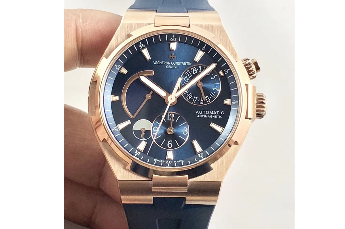 Vacheron Constantin Overseas Dual Time Power Reserve RG TWA Best Edition Blue Dial on Blue Rubber Strap A1222
