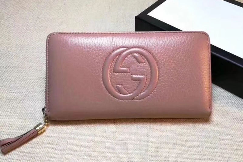 Gucci 308004 Soho Original Leather Zip Around Wallets Pink