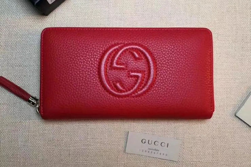 Gucci 308004 Soho Original Leather Zip Around Wallets Red