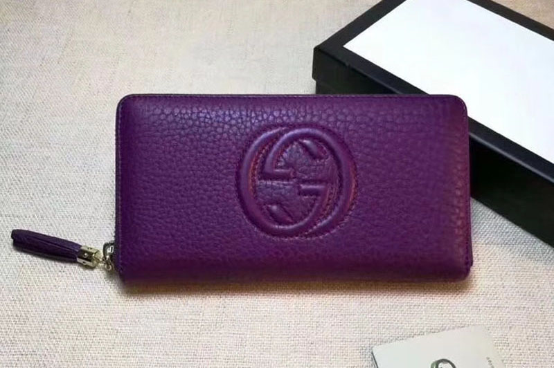 Gucci 308004 Soho Original Leather Zip Around Wallets Purple