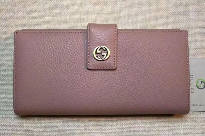Gucci 337335 Calf Leather Wallet Pink