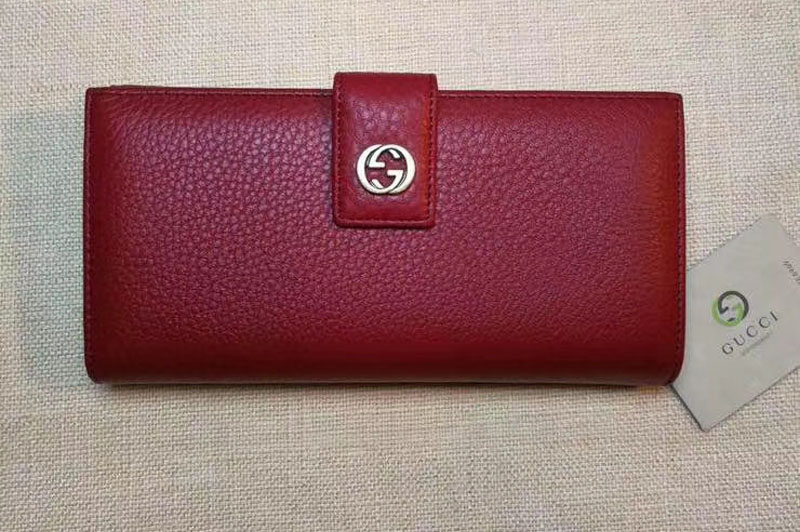 Gucci 337335 Calf Leather Wallet Red