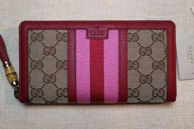 Gucci Rania GG Canvas Zip Around Wallets 353651 Red
