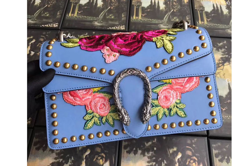Gucci Dionysus Embroidered Shoulder Bag 400249 Blue