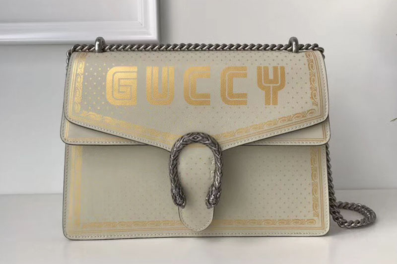 Gucci 403348 Dionysus Guccy Leather Shoulder Bag White