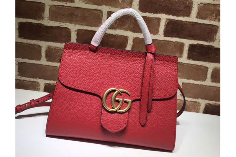 Gucci 421890 GG Marmont Leather Top Handle Bags Red