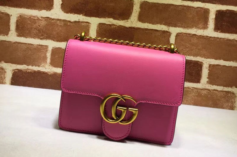 Gucci 431384 GG Marmont Leather Shoulder Bag Pink