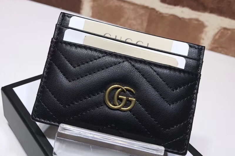Gucci 443127 GG Marmont Original Matelasse Leather Card Case Black