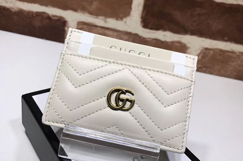 Gucci 443127 GG Marmont Original Matelasse Leather Card Case White