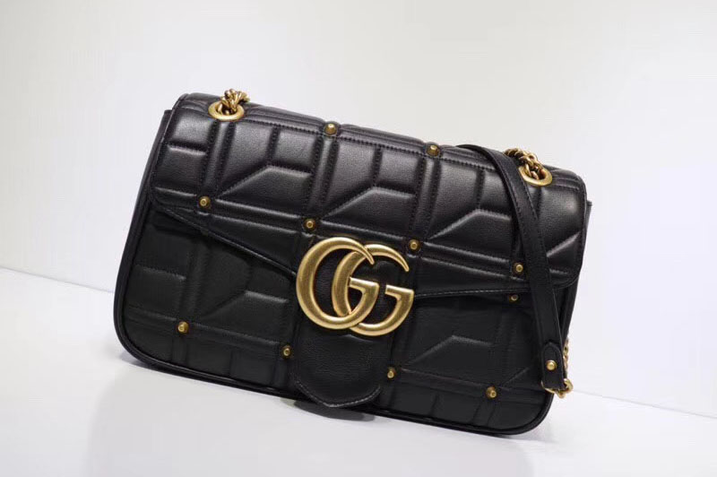 Gucci 443496 GG Marmont Matelasse Shoulder Bag Black