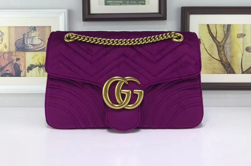 Gucci 443496 GG Marmont Velvet Shoulder Bags Purple