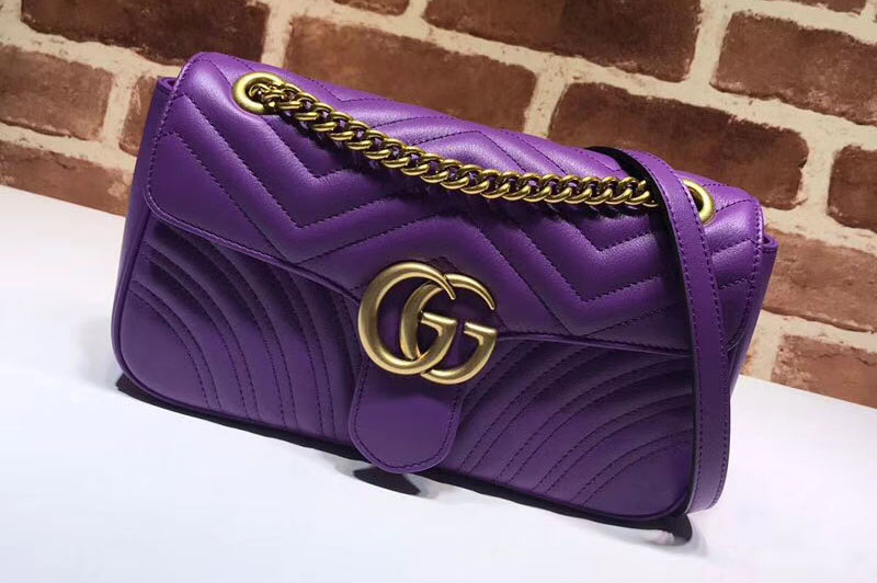 Gucci 443497 GG Marmont Matelasse Shoulder Bags Purple