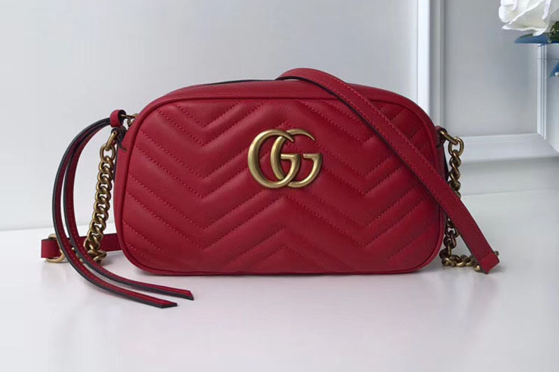 Gucci 447632 GG Marmont Matelasse Shoulder Bags Red