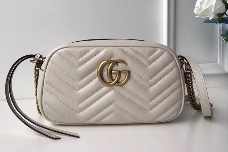 Gucci 447632 GG Marmont Matelasse Shoulder Bags White