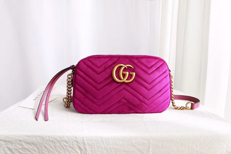 Gucci 447632 GG Marmont velvet small shoulder bag Rosy