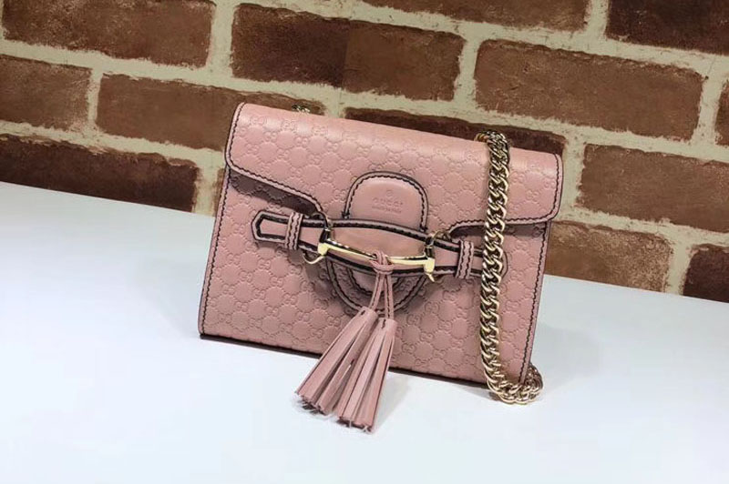 Gucci 449636 Pink Micro GG Guccissima Leather MINI Emily Crossbody Purse Bags