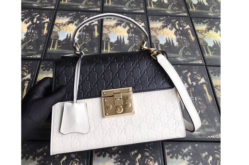Gucci Padlock Gucci Signature Top Handle Bag 453188 Black/White