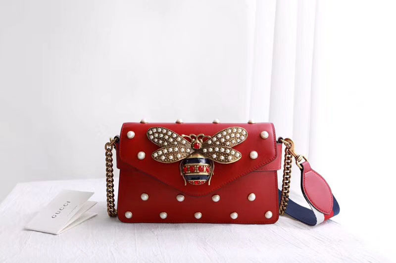 Gucci 453778 Broadway Leather Clutch Red
