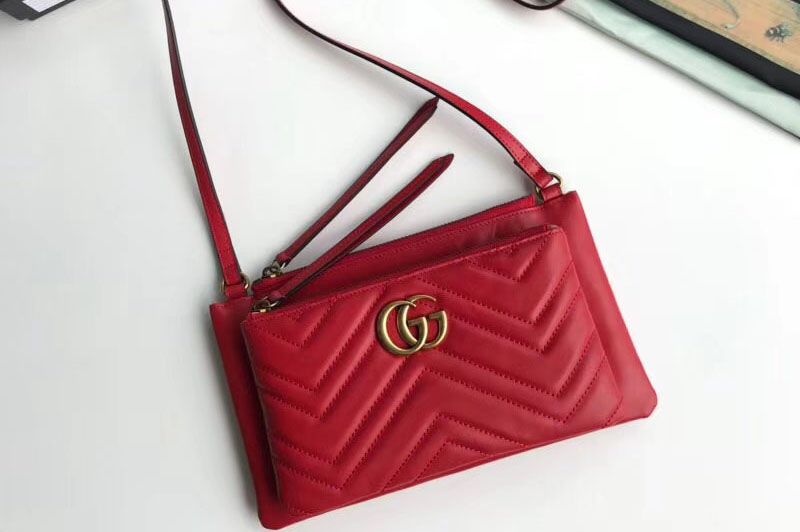 Gucci GG Marmont shoulder bag with pouch 453878 Red