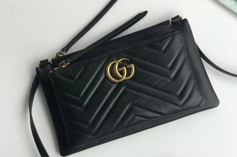 Gucci GG Marmont shoulder bag with pouch 453878 Black