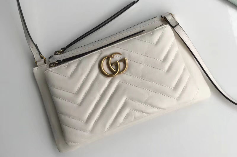 Gucci GG Marmont shoulder bag with pouch 453878 White