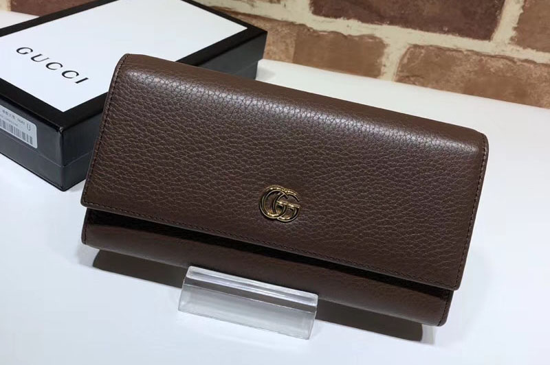 Gucci Leather Continental Wallet 456116 Coffee