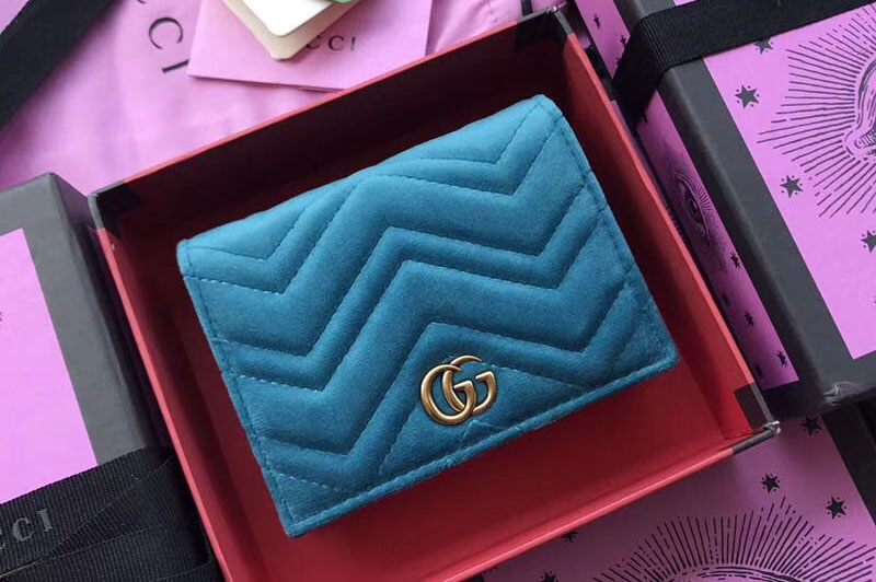 Gucci GG Marmont Card Case 466492 Light Blue