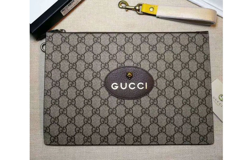 Gucci Neo Vintage GG Supreme Pouch Clutch Bag 473956 Coffee