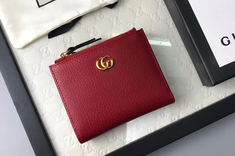 Gucci 474747 Calfskin Leather Wallet Red