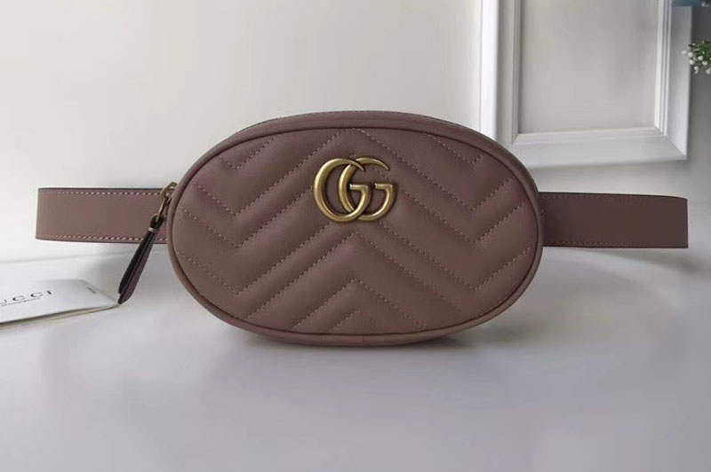 Gucci 476434 GG Marmont Matelasse Leather Belt Bags Pink