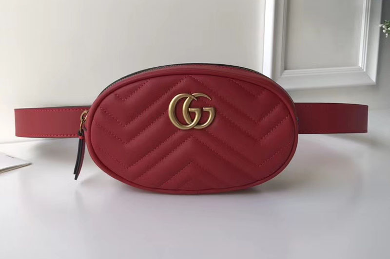Gucci 476434 GG Marmont Matelasse Leather Belt Bags Red
