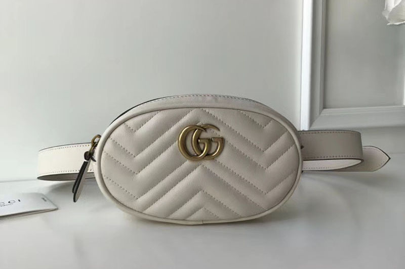 Gucci 476434 GG Marmont Matelasse Leather Belt Bags White
