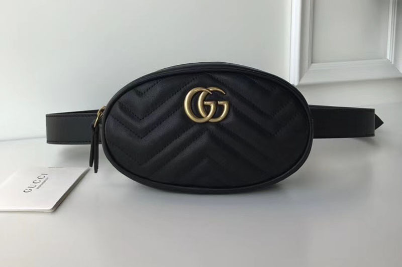 Gucci 476434 GG Marmont Matelasse Leather Belt Bags Black