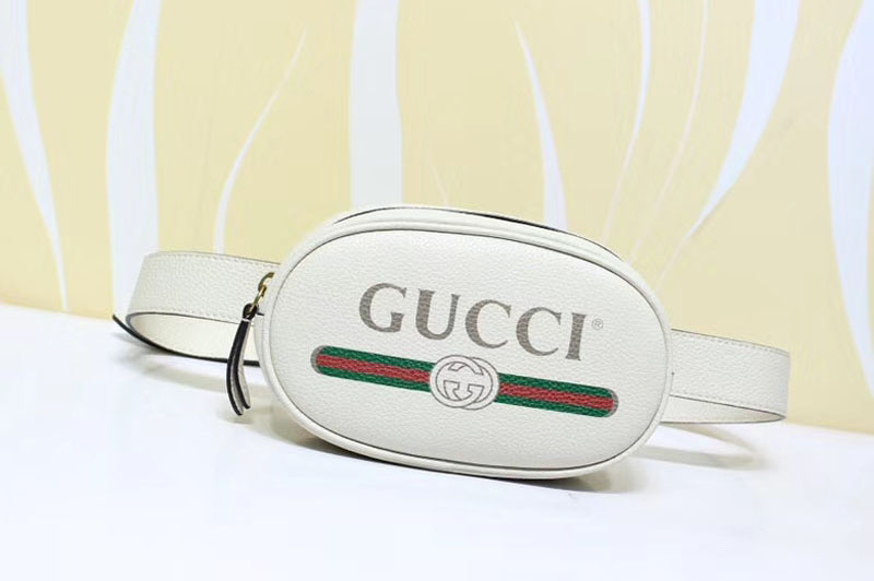 Gucci 476434 GG Calfskin Leather With Print belt bags White
