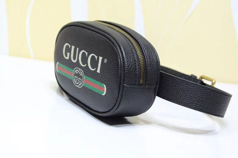 Gucci 476434 GG Calfskin Leather With Print belt bags black