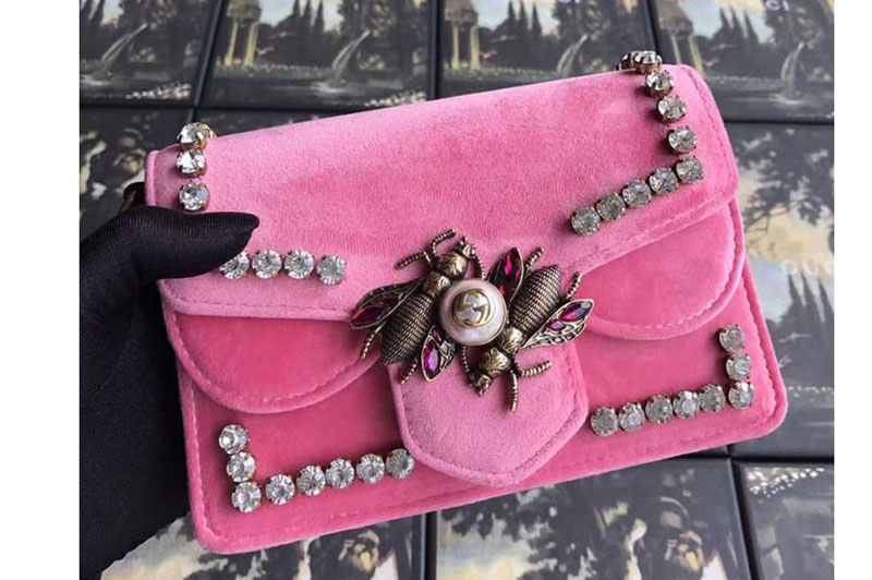Gucci Broadway Velvet Mini Bag Pink 489218
