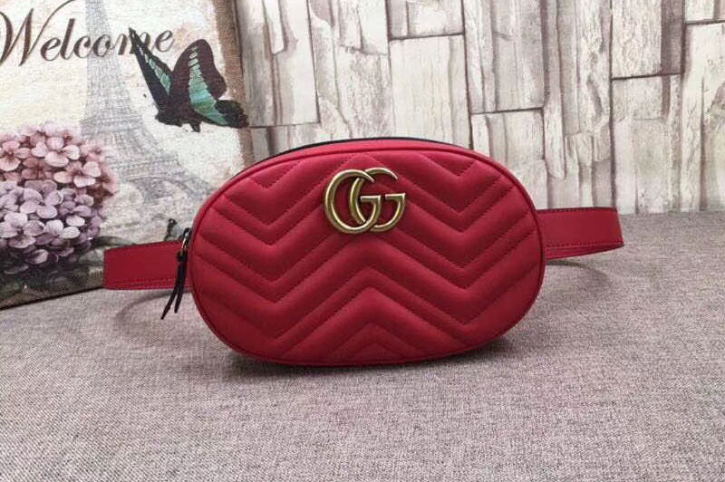 Gucci GG Marmont Red Original Leather Belt Bag