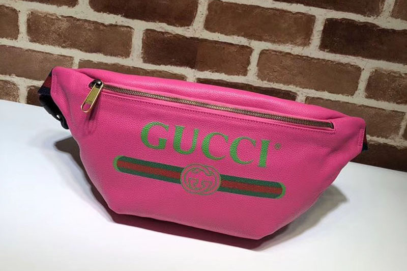 Gucci 493869 Print Leather Vintage Logo Belt Bag Fuchsia