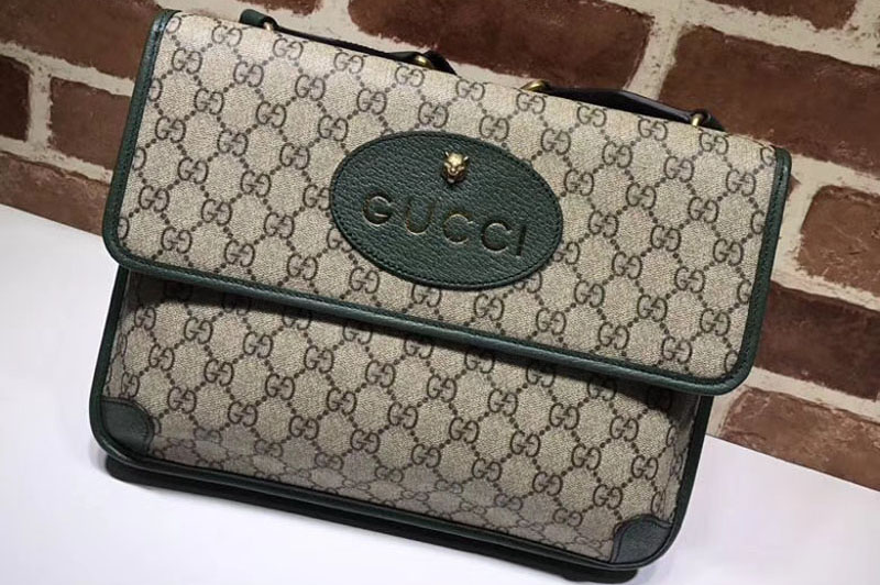Gucci 495654 GG Supreme Canvas Messenger Bags Green