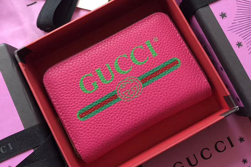 Gucci 496319 Print Leather Card Case Rosy