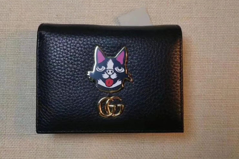 Gucci 499325 Leather Card case with Bosco Black