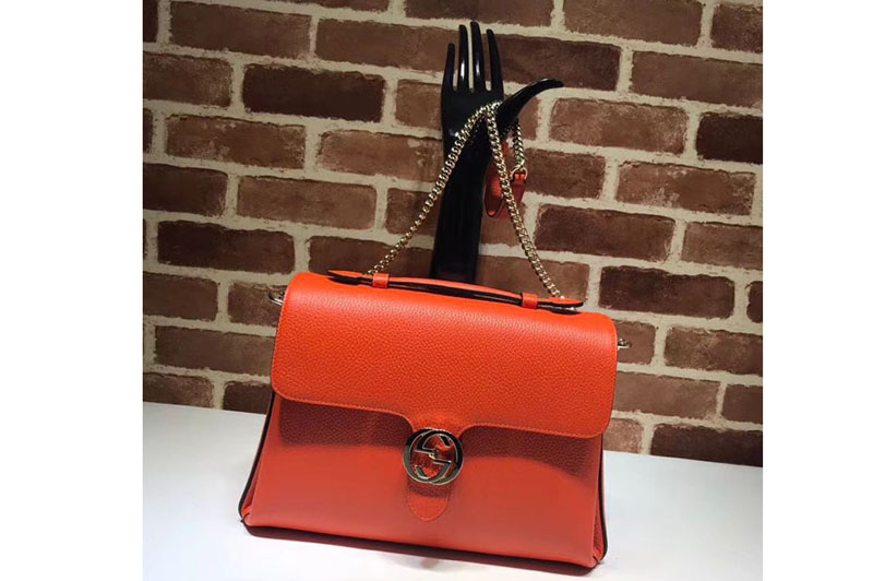 Gucci 510306 Interlocking GG Leather Crossbody Bags Orange