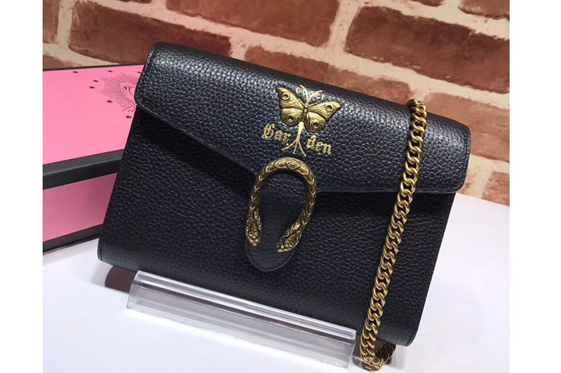 Gucci Butterfly Shoulder Bag Calfskin Leather 516920 Black