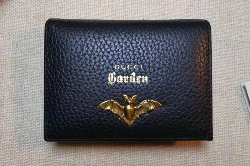Gucci Garden Bat Leather Card Case 516938 Black