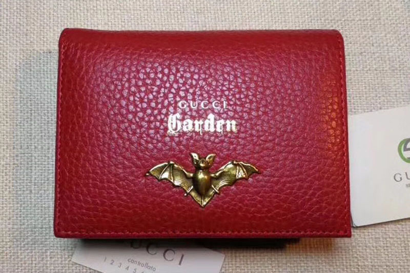 Gucci Garden Bat Leather Card Case 516938 Red