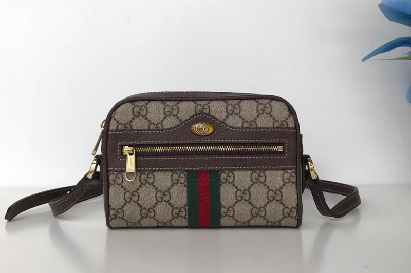 Gucci 517350 GG canvas ophidia supreme small shoulder bag brown