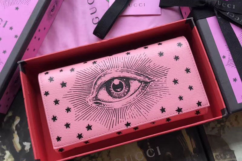 Gucci Eye Print Long Wallet 521556 Pink