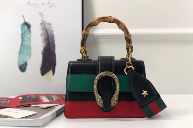 Gucci 523367 Dionysus mini top handle bags Black/Green/Red