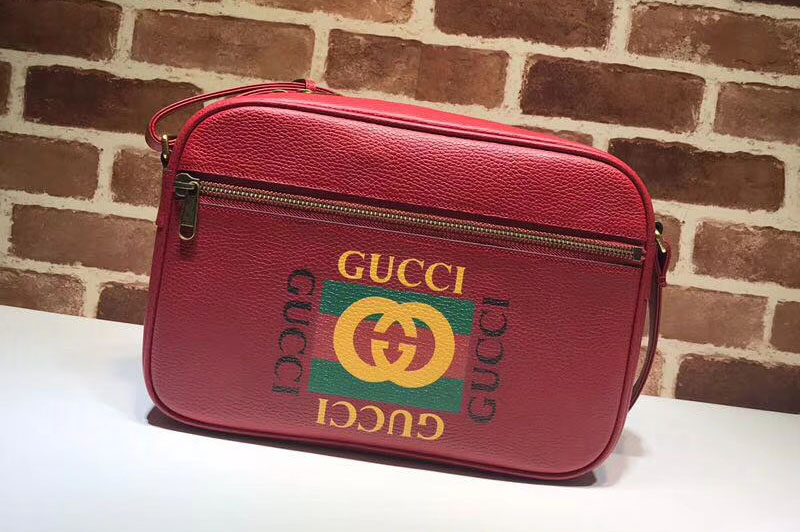 Gucci Print Shoulder Bag Red 523589